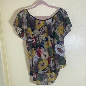 NWT Philosophy Flowy Floral Blouse in Yellow, Green & Red, Size L